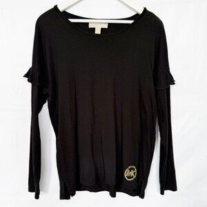 Michael Kors Black Ruffle Shoulder Long Sleeve